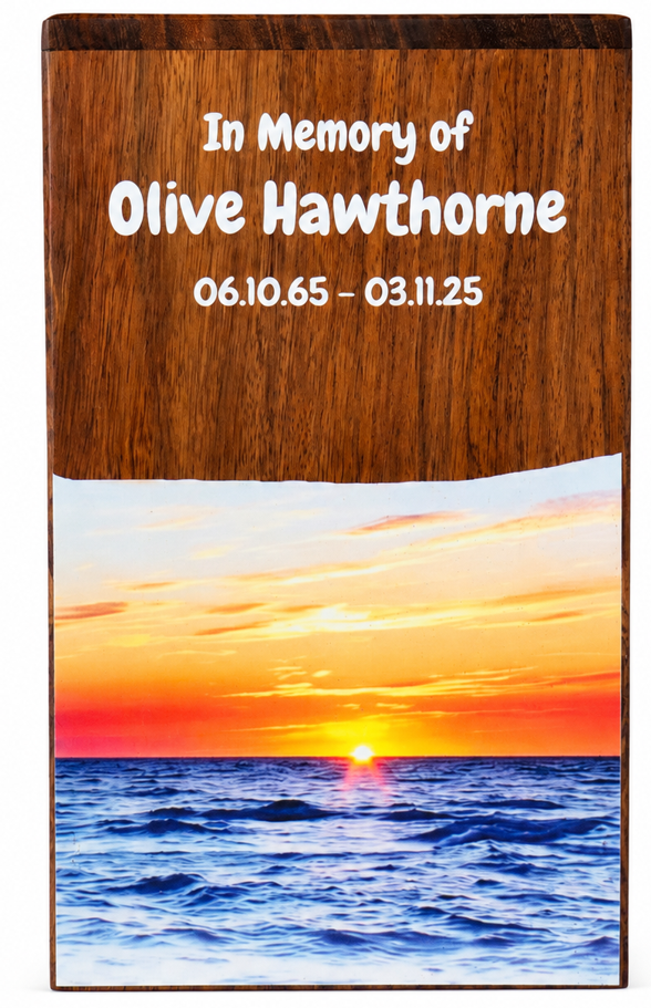 Personalized Decorative Cremation Urn with UV Printed Panel