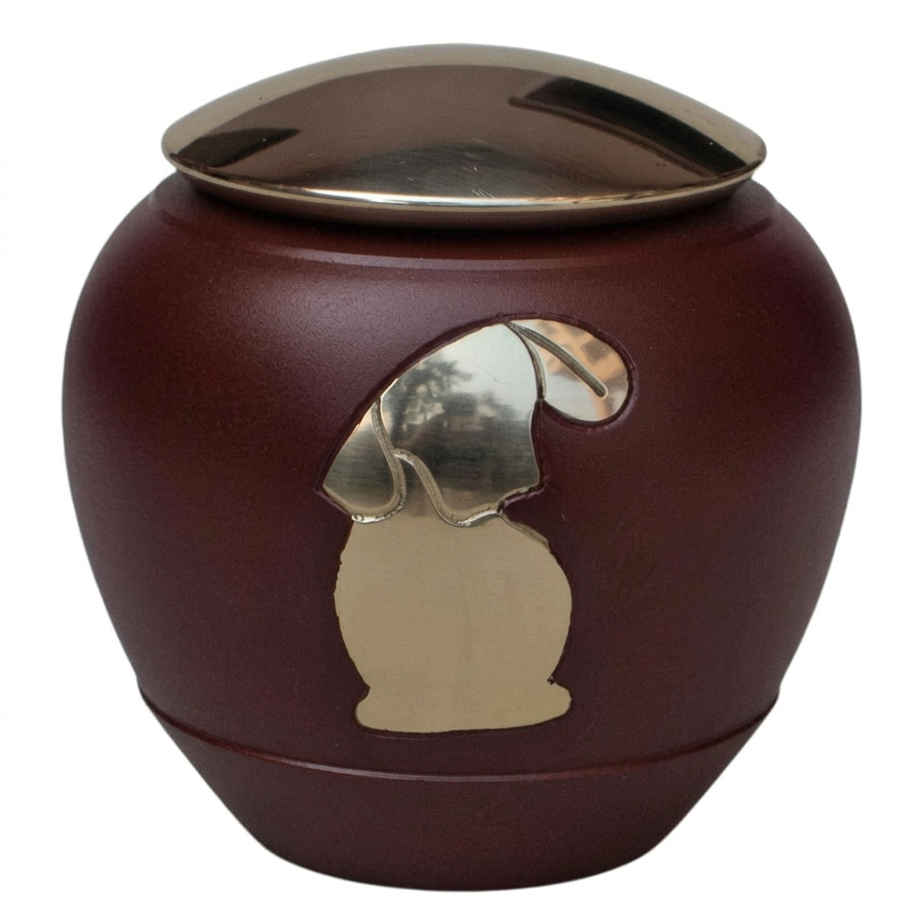 Burgundy Metal Dog Pet Cremation Urn